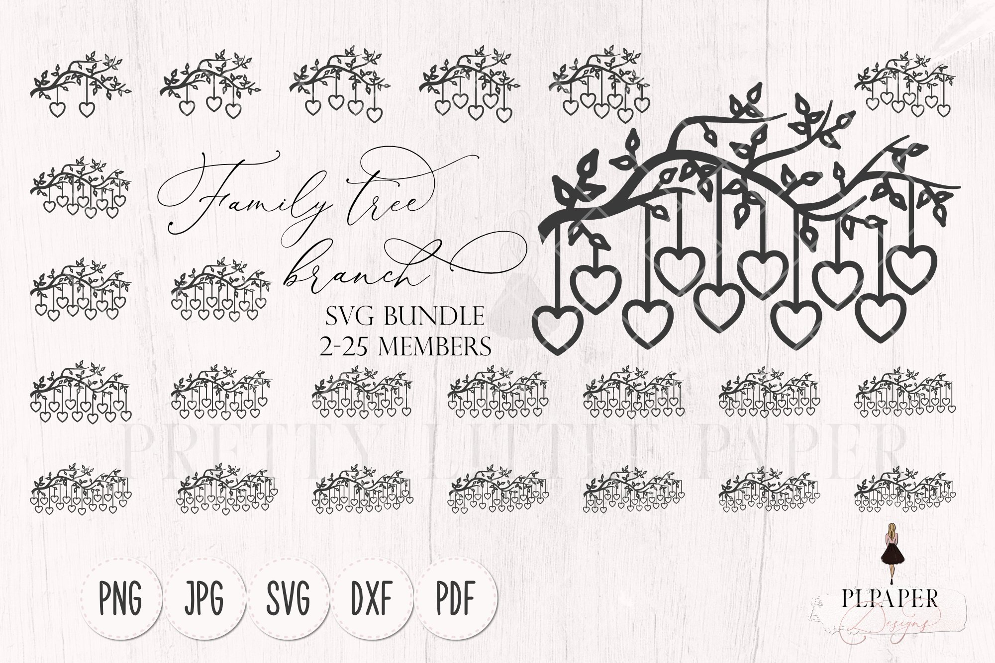 Family tree svg bundle 2-25 members, Family tree branch