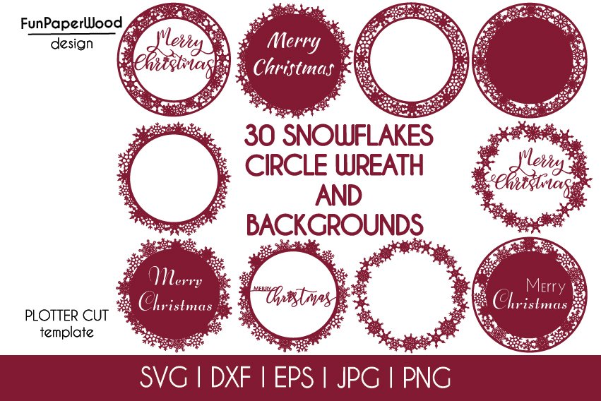 30 Christmas Snowflake Wreath SVG DXF Cricut ShilhouetTE