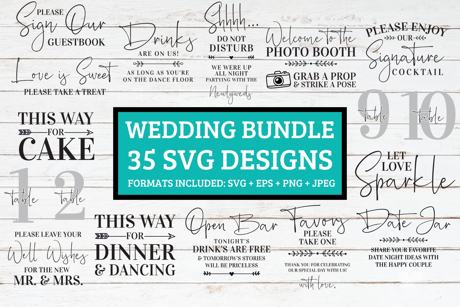 Wedding Sign SVG Bundle | 35 Designs Included