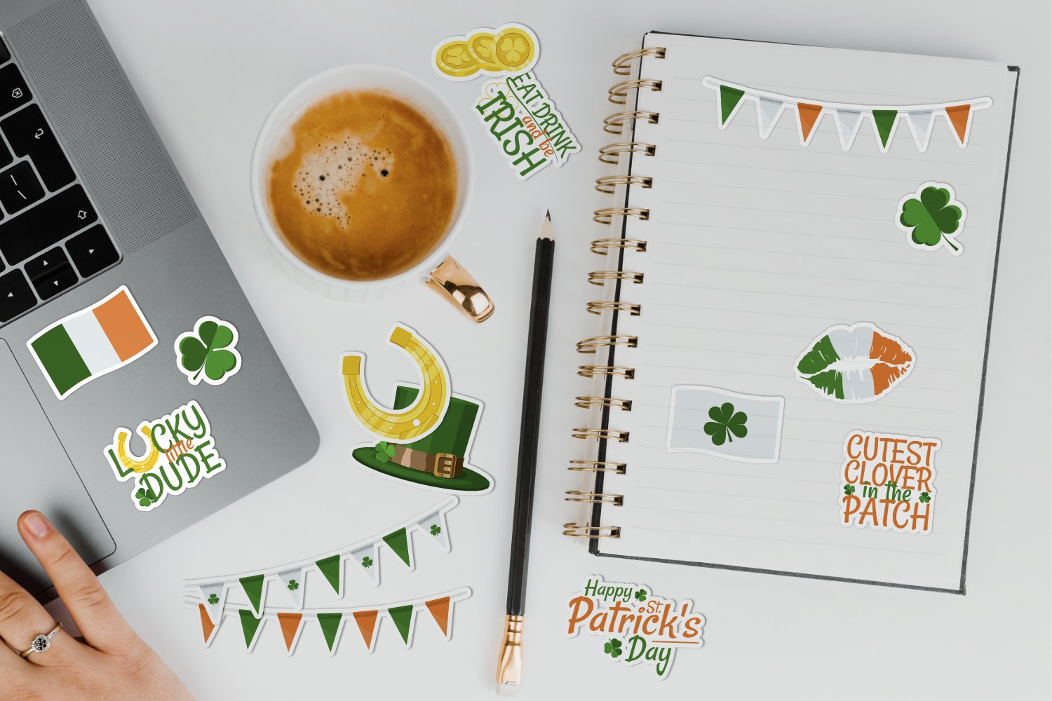 Irish stickers sheet bundle. St. Patricks Day funny quotes 2