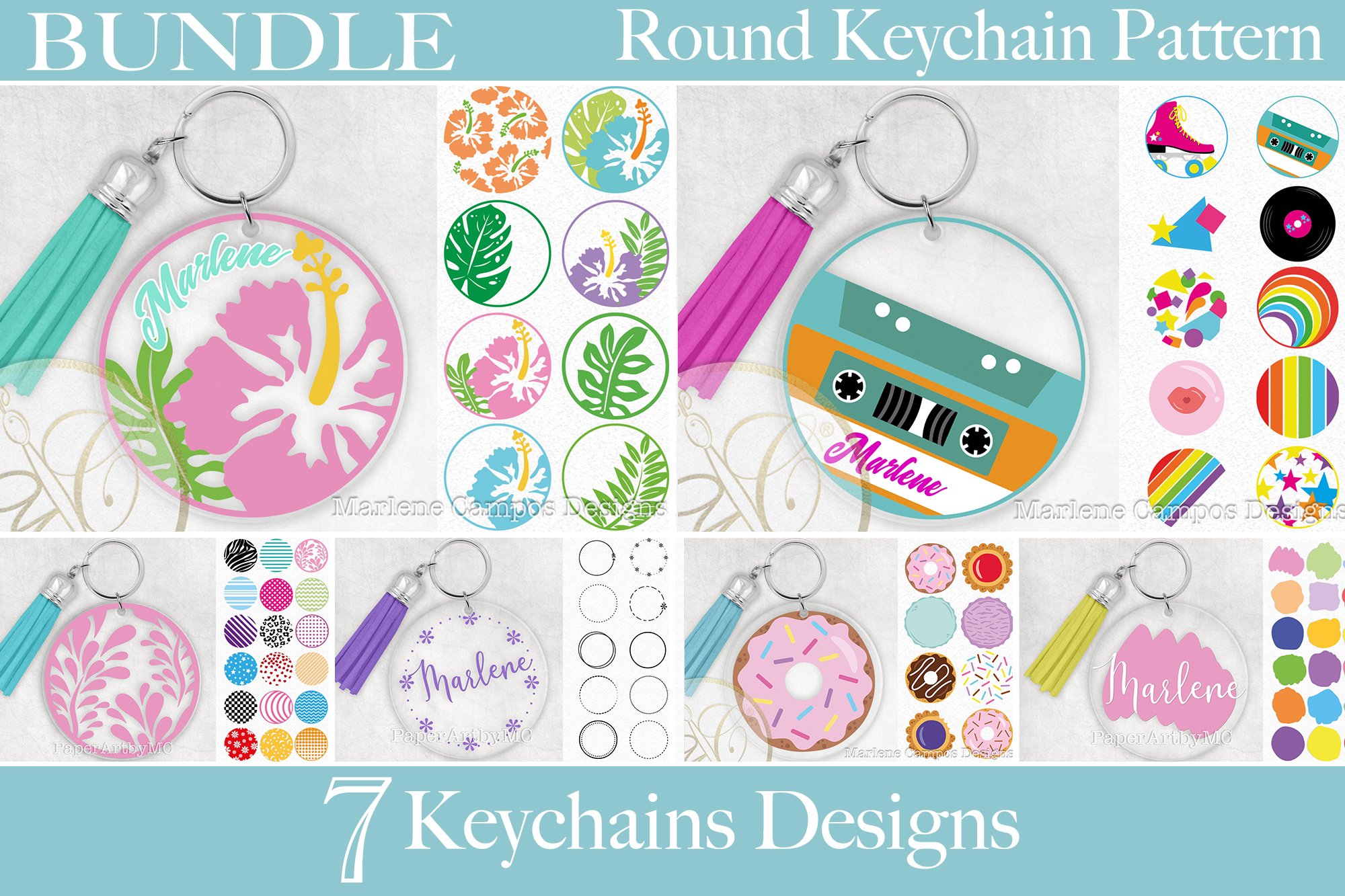 BUNDLE Decorative Keychain Patterns / SVG, DXF, PNG