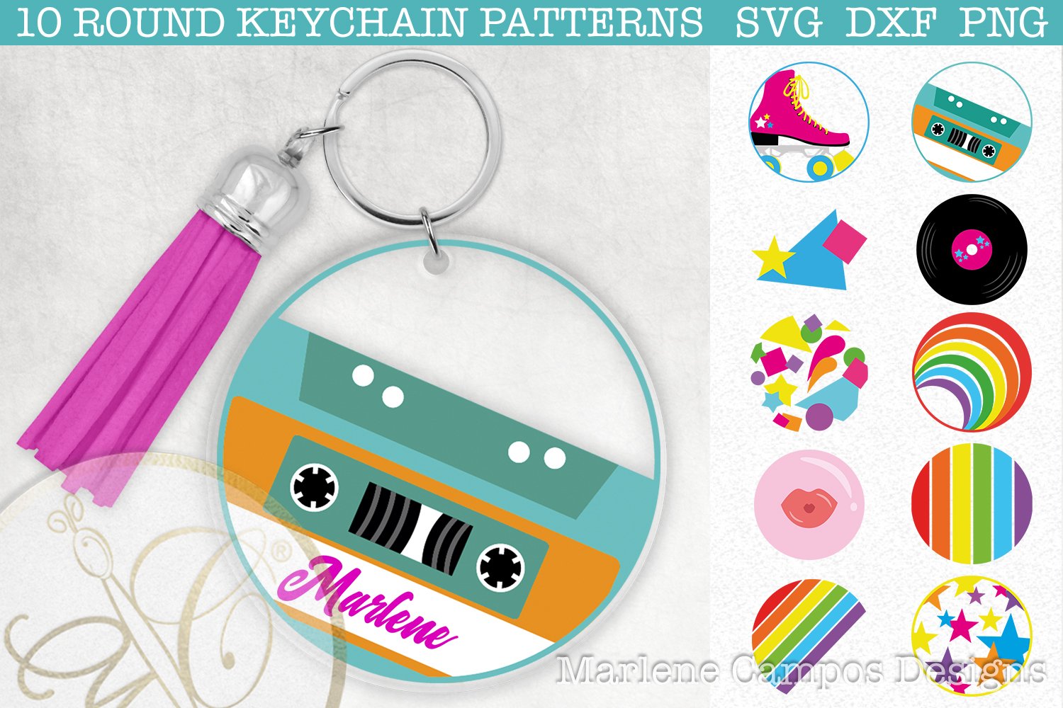 BUNDLE Decorative Keychain Patterns / SVG, DXF, PNG 3