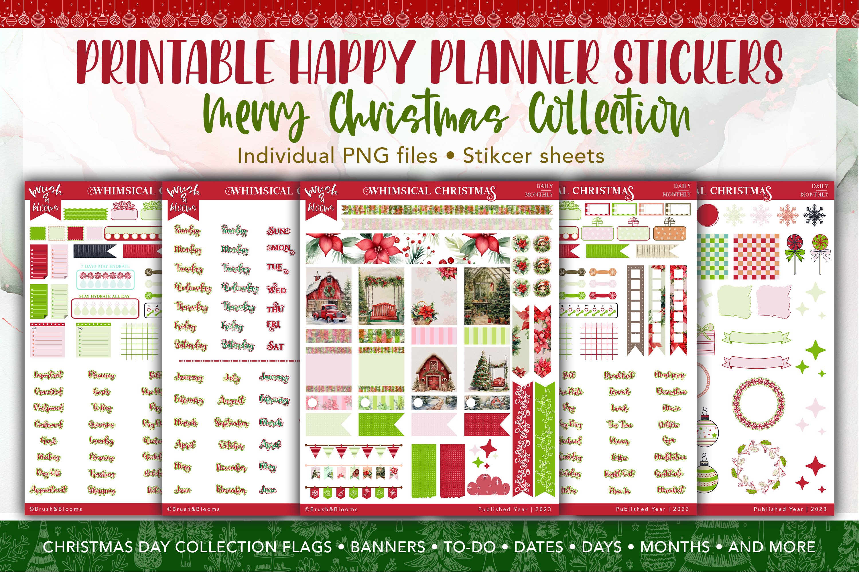 Christmas Happy Planner Printable Stickers Bundle