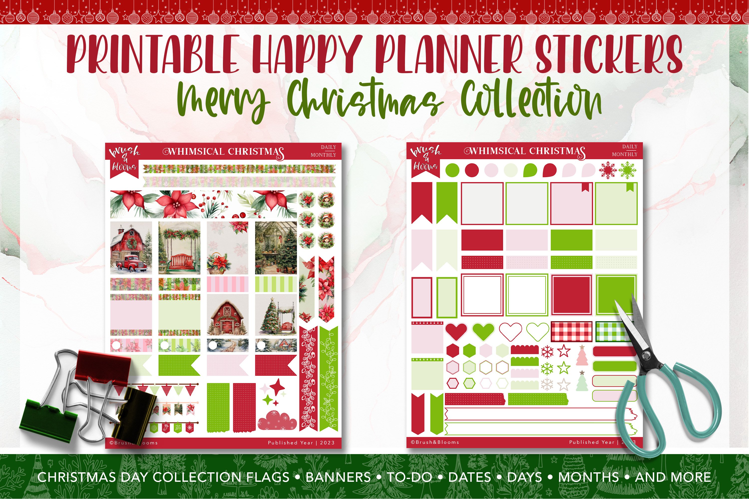 Christmas Happy Planner Printable Stickers Bundle 2