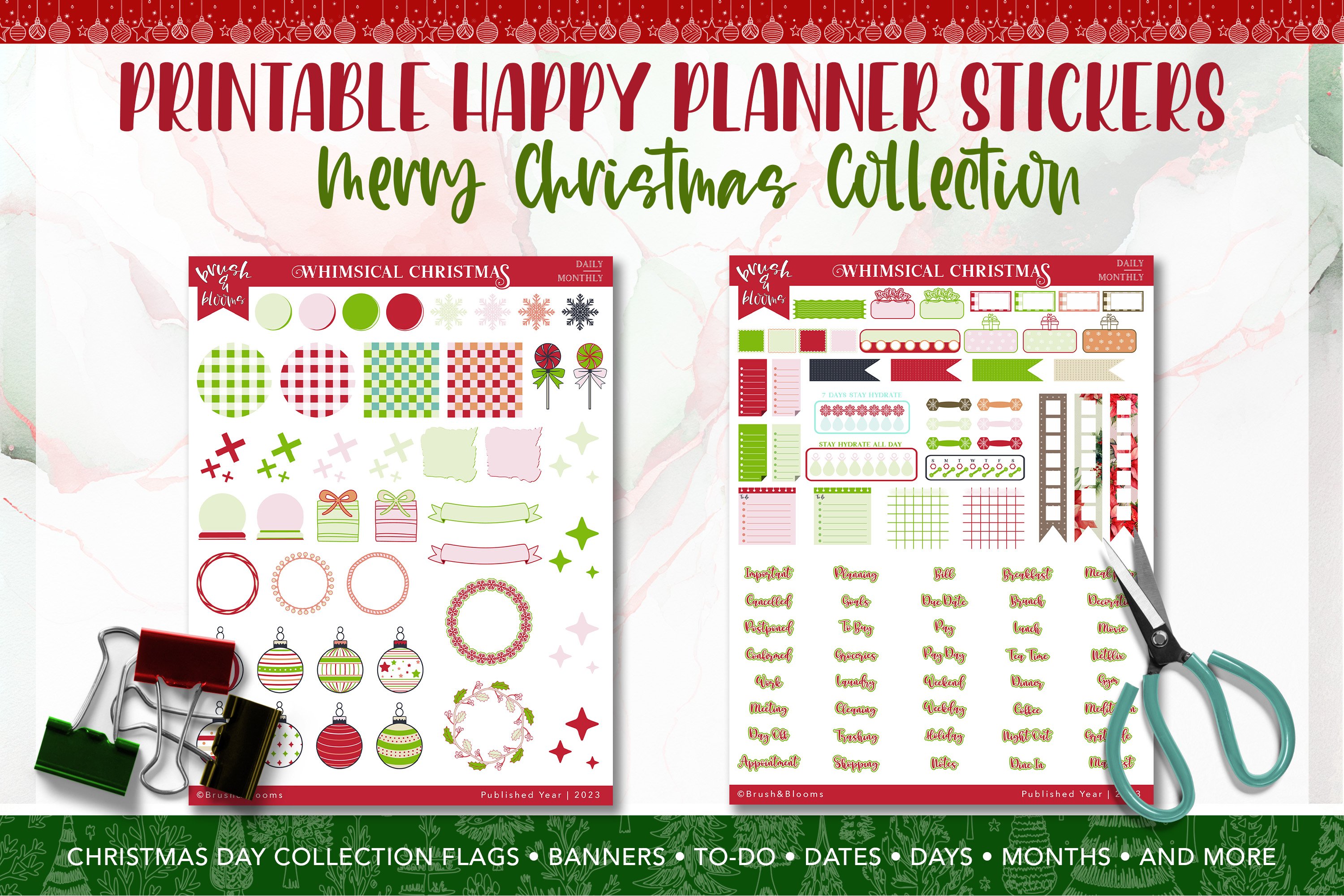 Christmas Happy Planner Printable Stickers Bundle 3