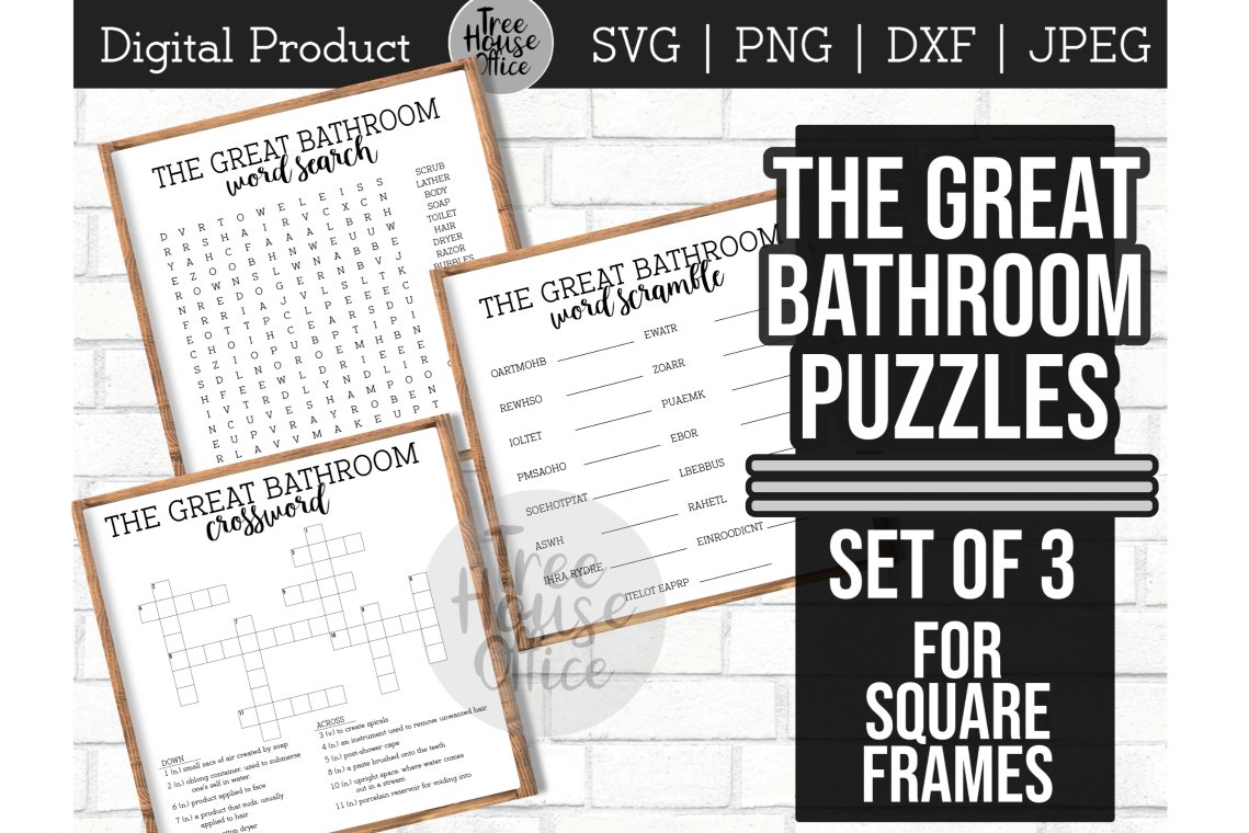 Funny Bathroom Signs Bundle, Forget Phone Word Search Square