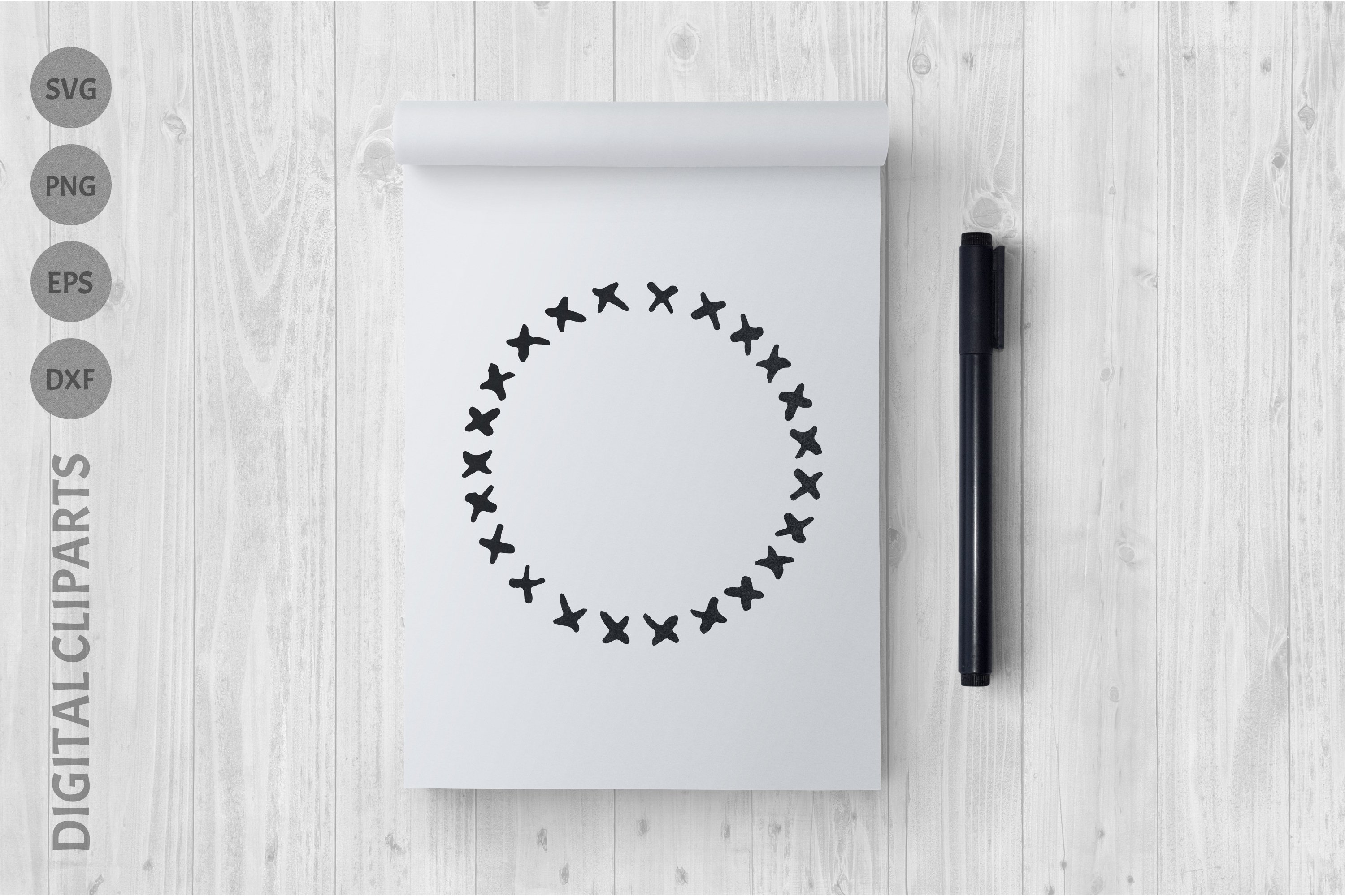 Vector Set of Round Ink Frames. Hand Drawn Backgrounds 2