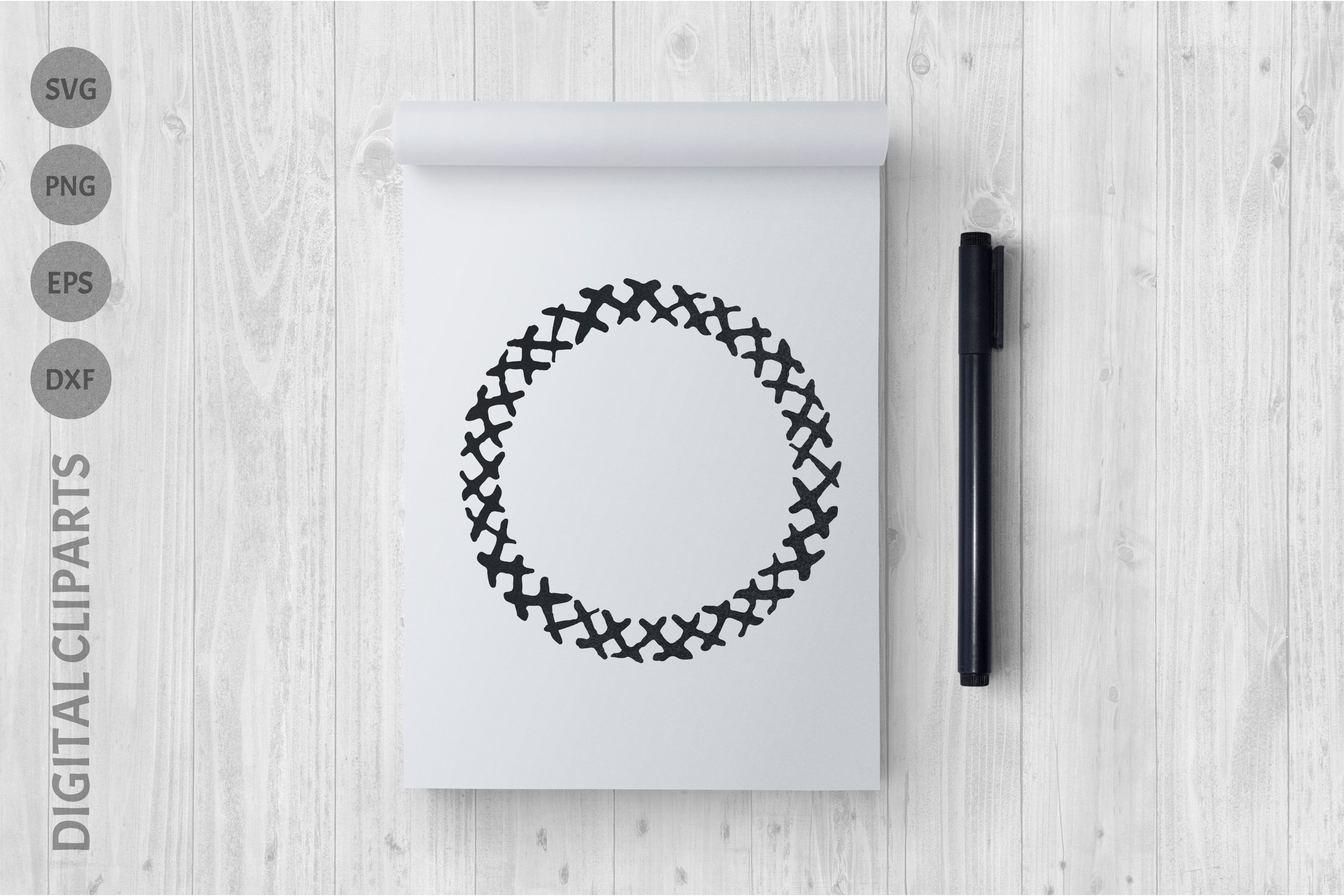 Vector Set of Round Ink Frames. Hand Drawn Backgrounds 3