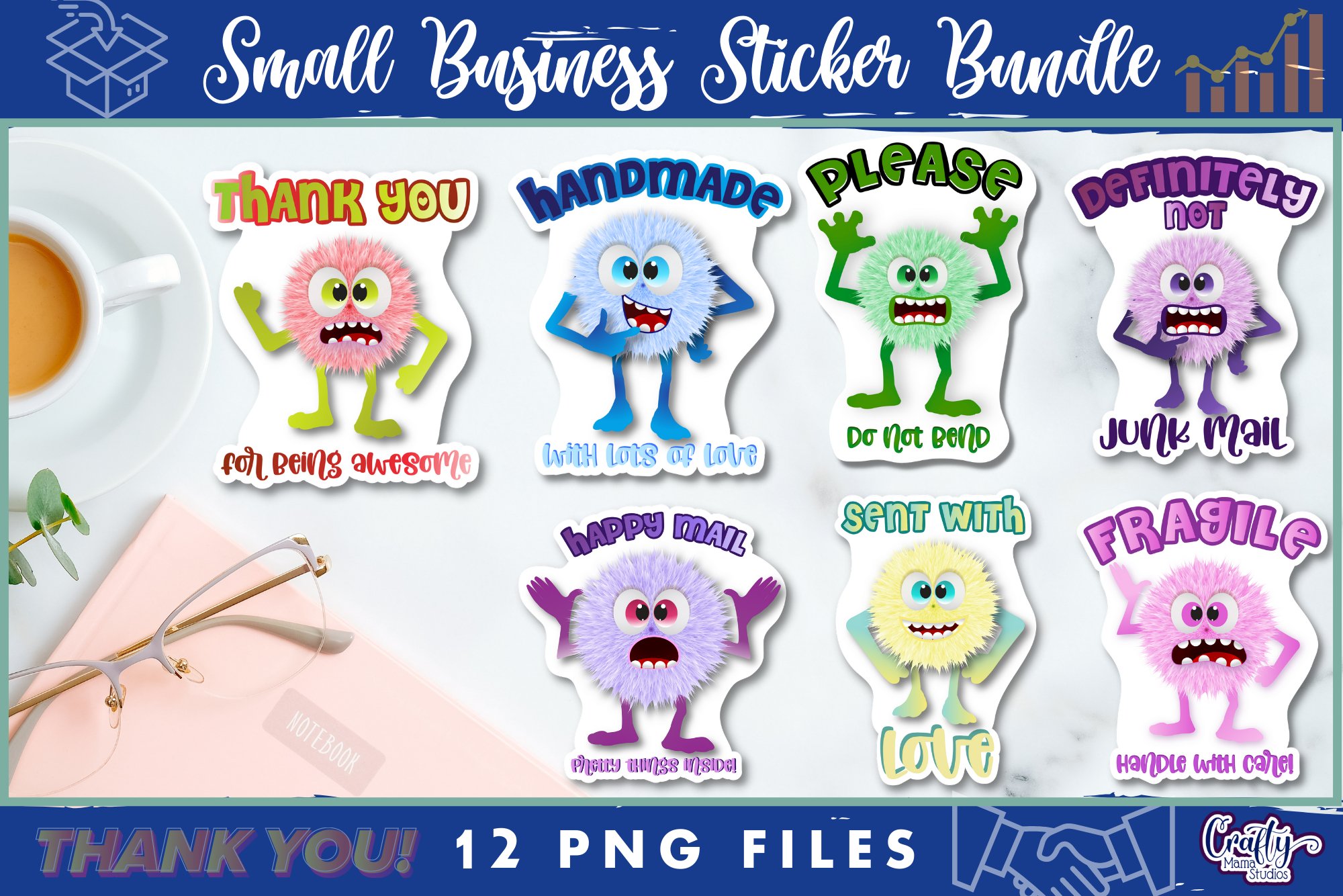 Small Business Stickers Bundle | Monster Packaging Stickers