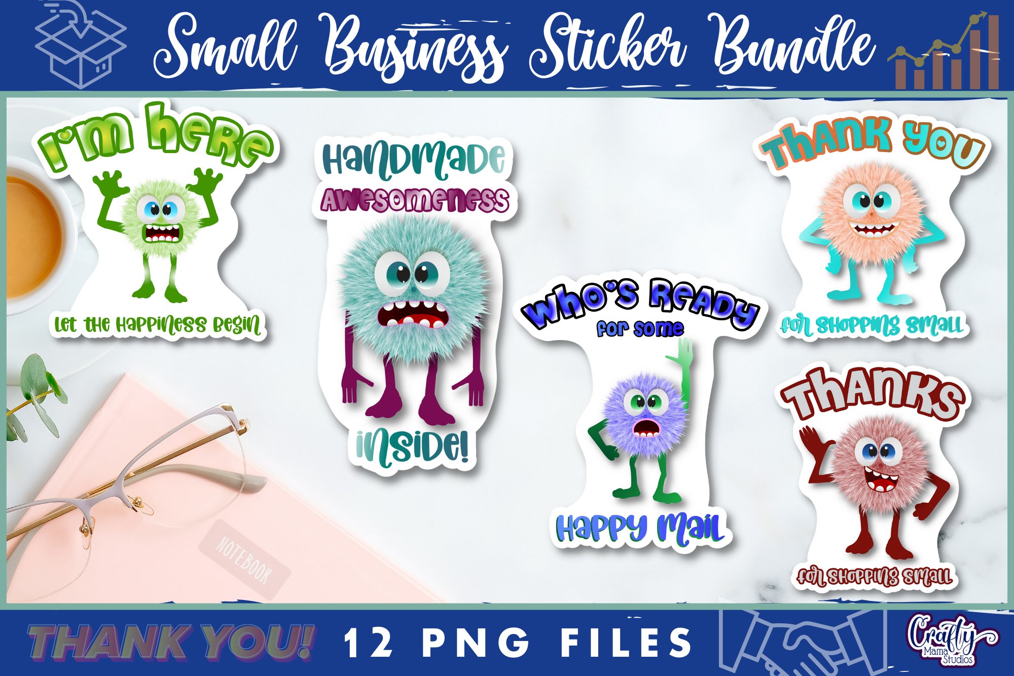 Small Business Stickers Bundle | Monster Packaging Stickers 2