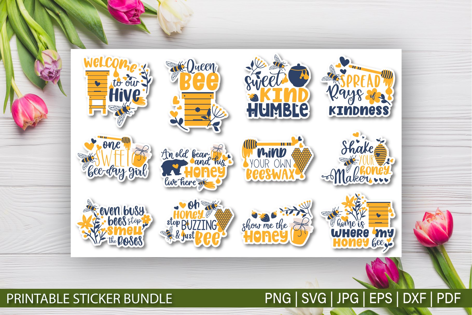 Bee and Honey stickers SVG | Printable Stickers for Cricut 3