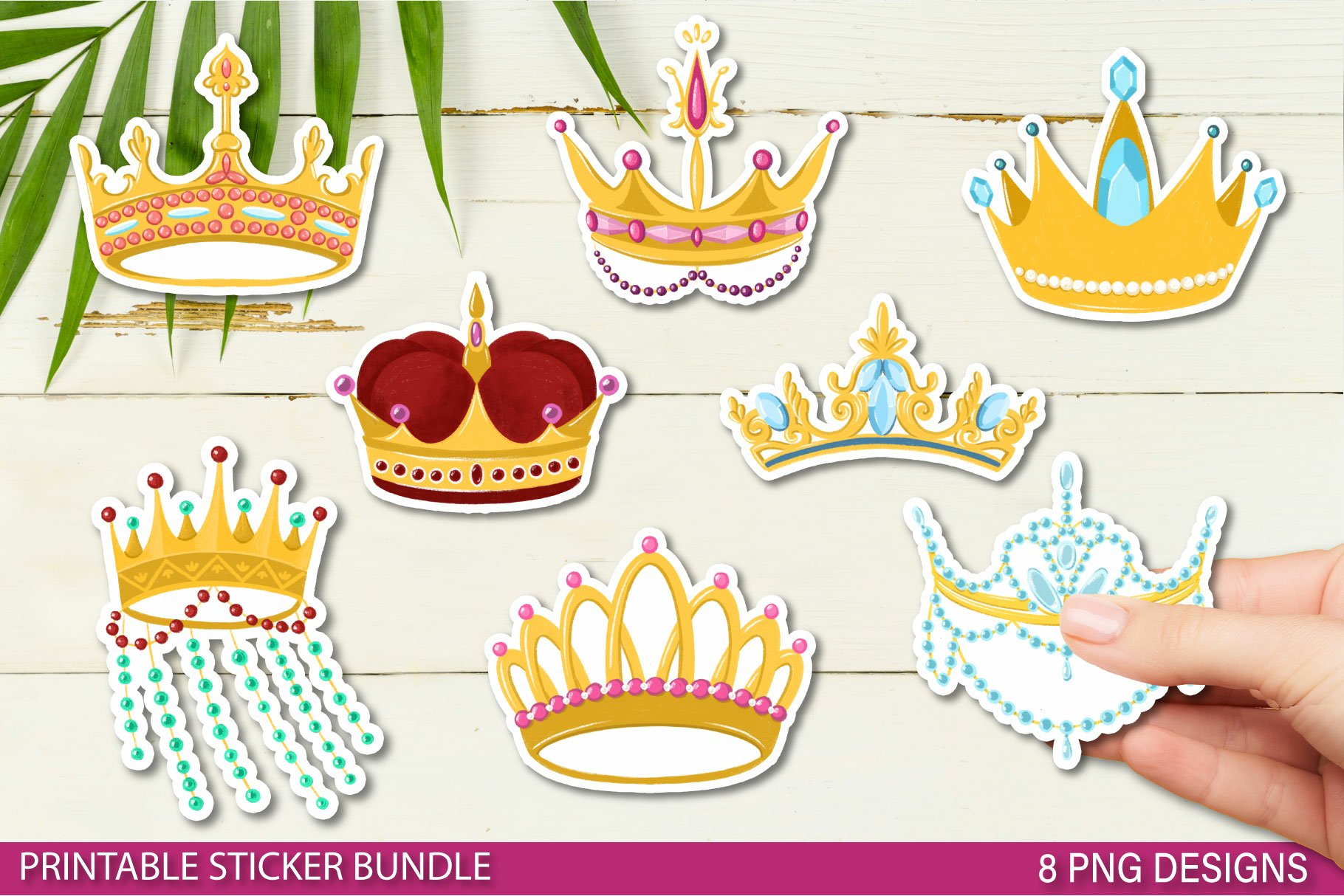 Crown Sticker Bundle | Princess crown printable sticker