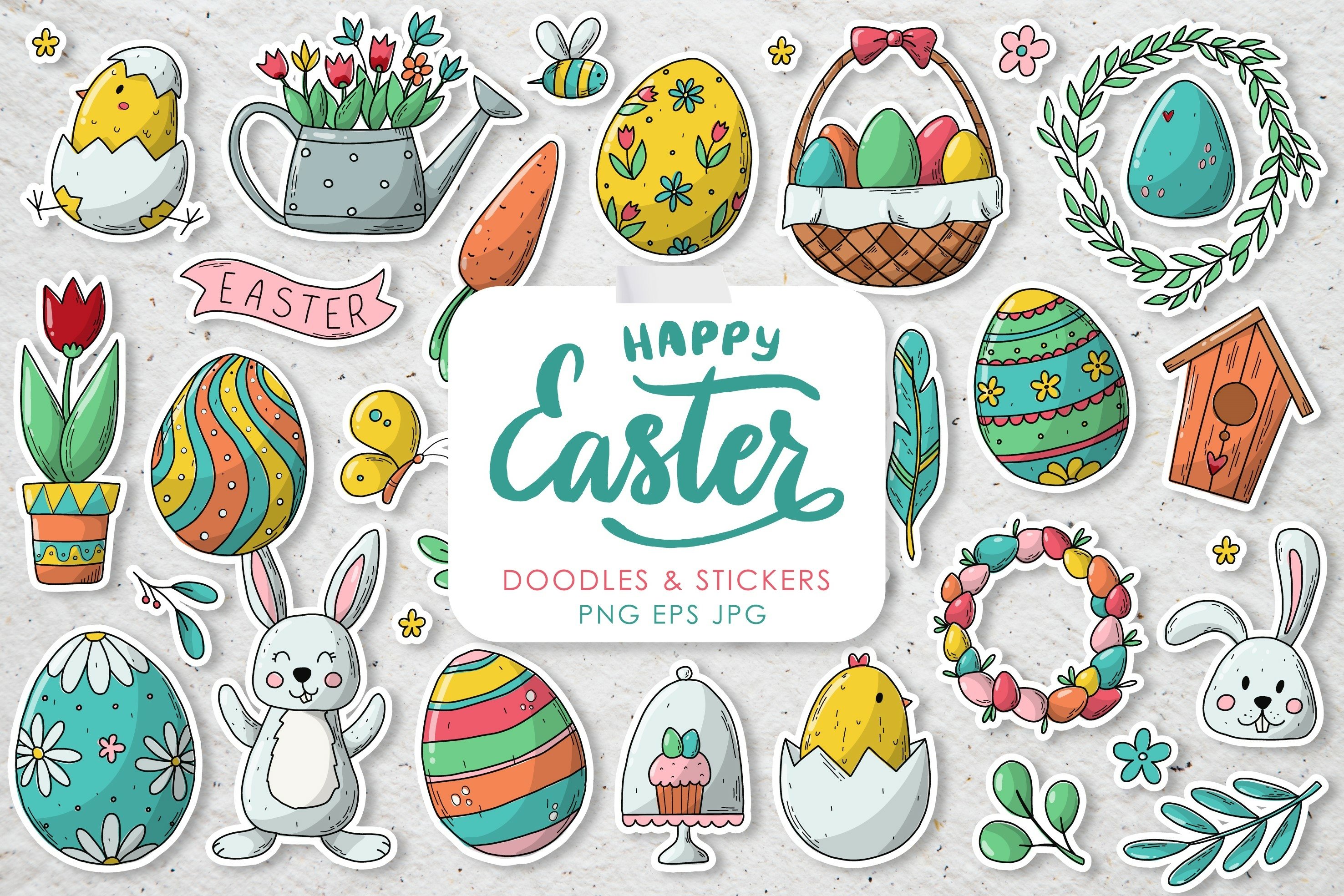 30 EASTER stickers EPS | PNG | JPG