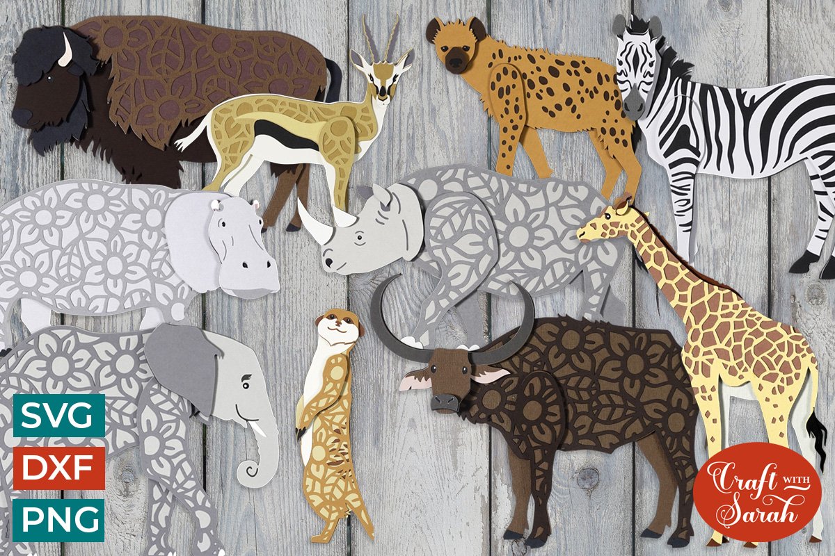 African Animals SVG Bundle | 10 3D Layered Wild Animals