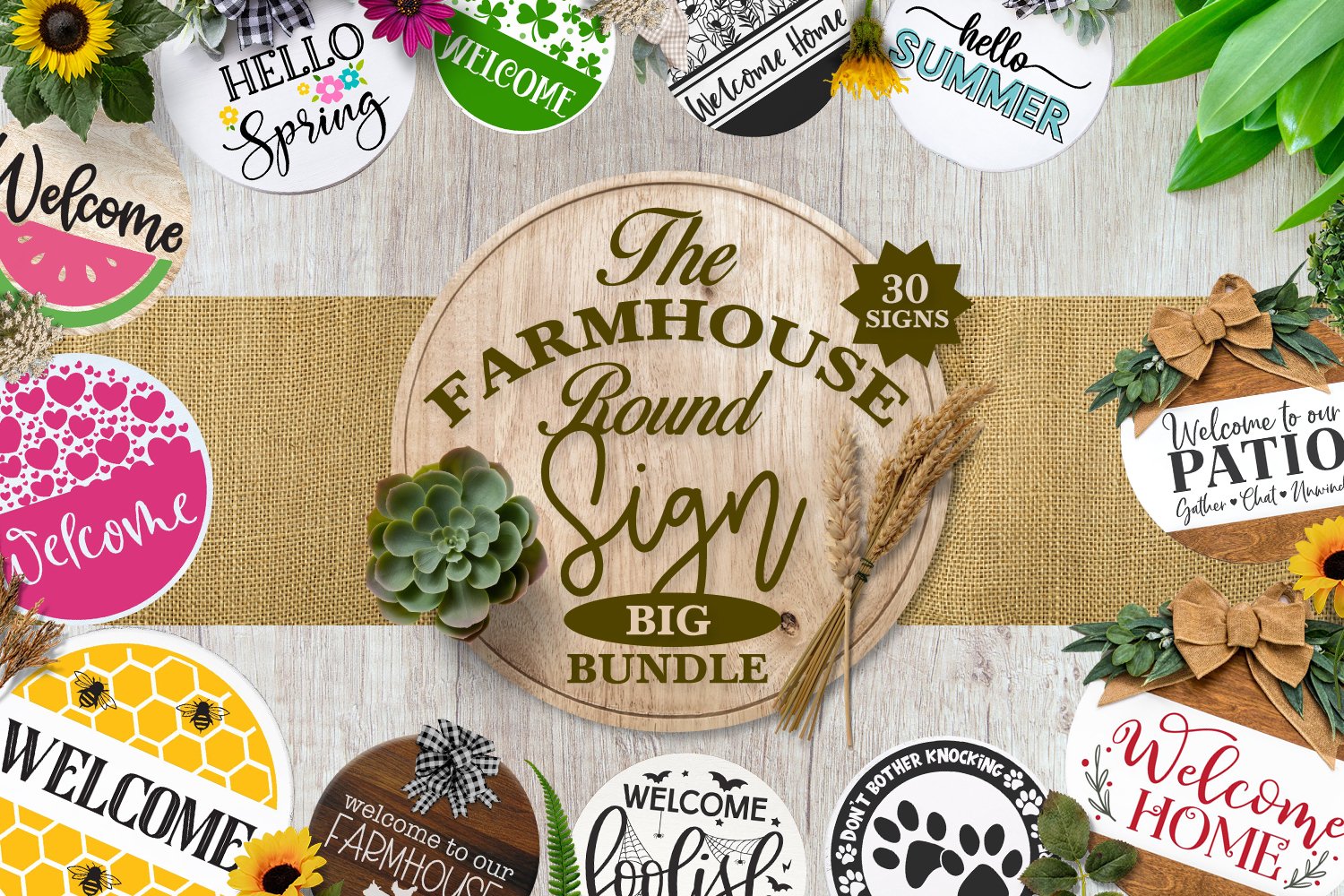 The Farmhouse Round Sign Big Bundle - 30 Round Door Signs!