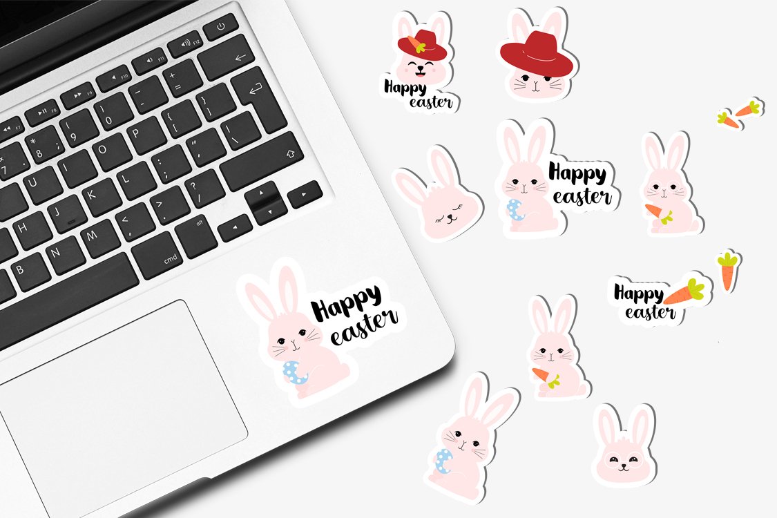 Bunny stickers. Happy easter stickers. Printable stickers 2