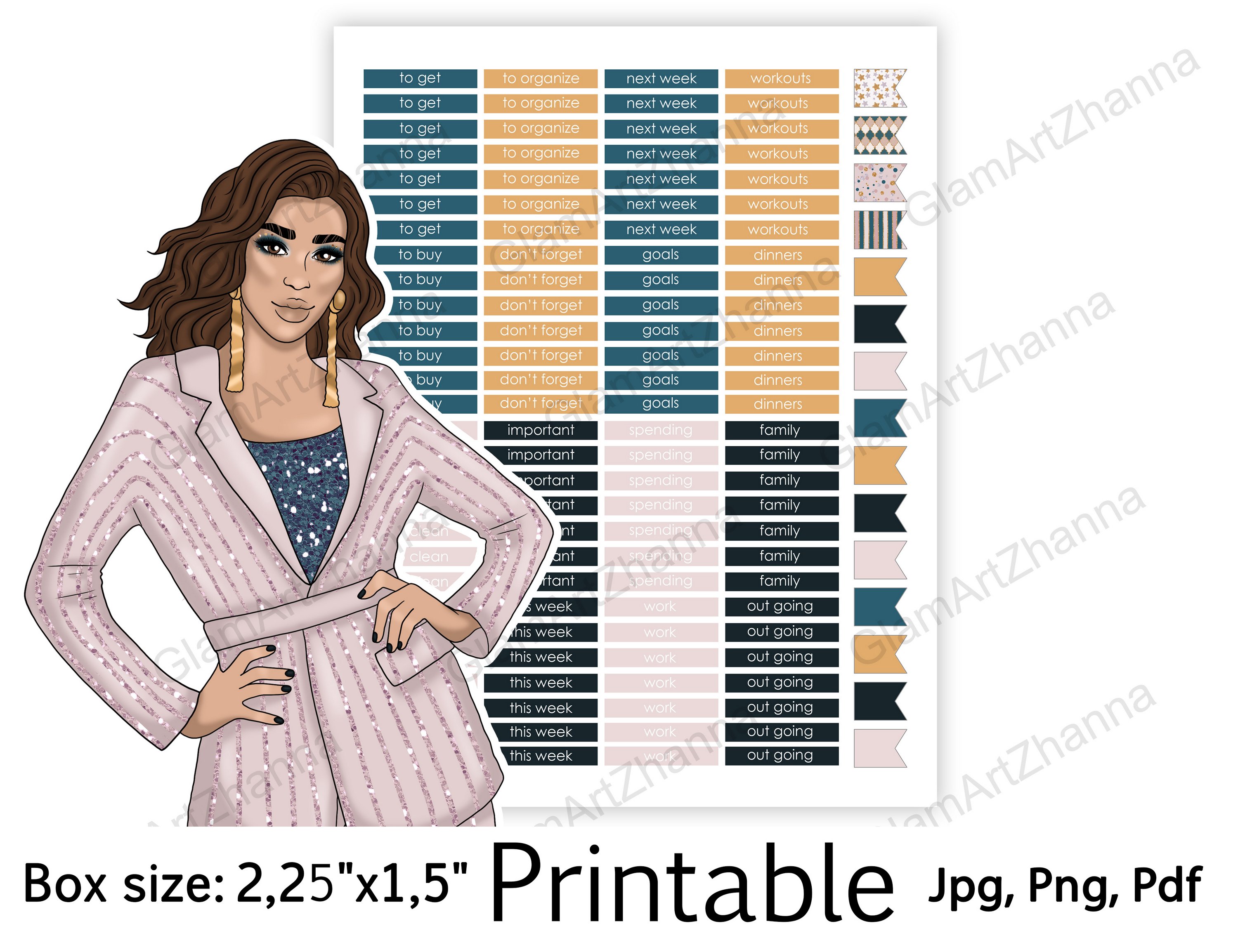 Happy New Year! Printable Sticker BoxSize 2,25"x1,5" 2