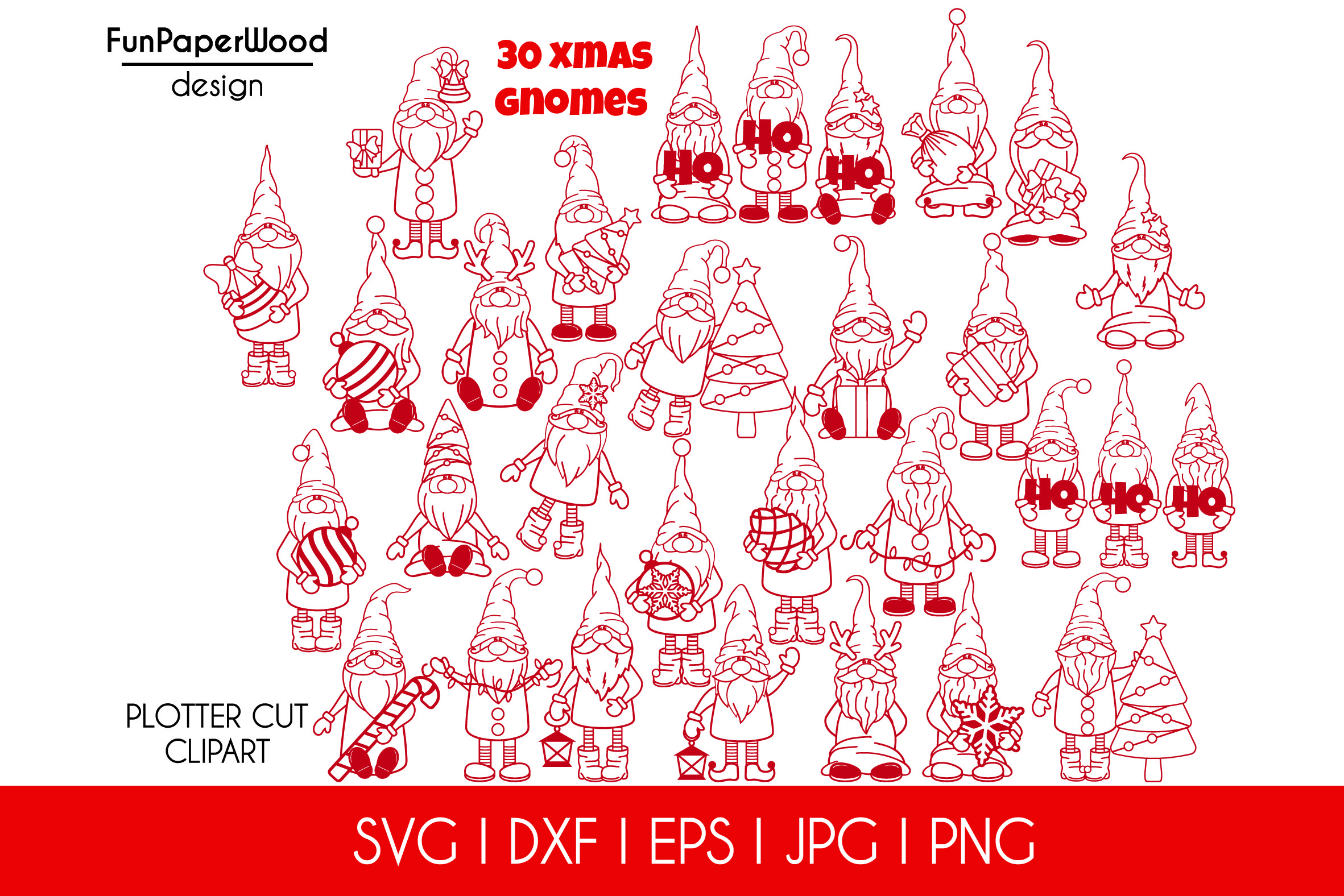 30 Christmas gnomes bundle svg dxf eps jpeg png