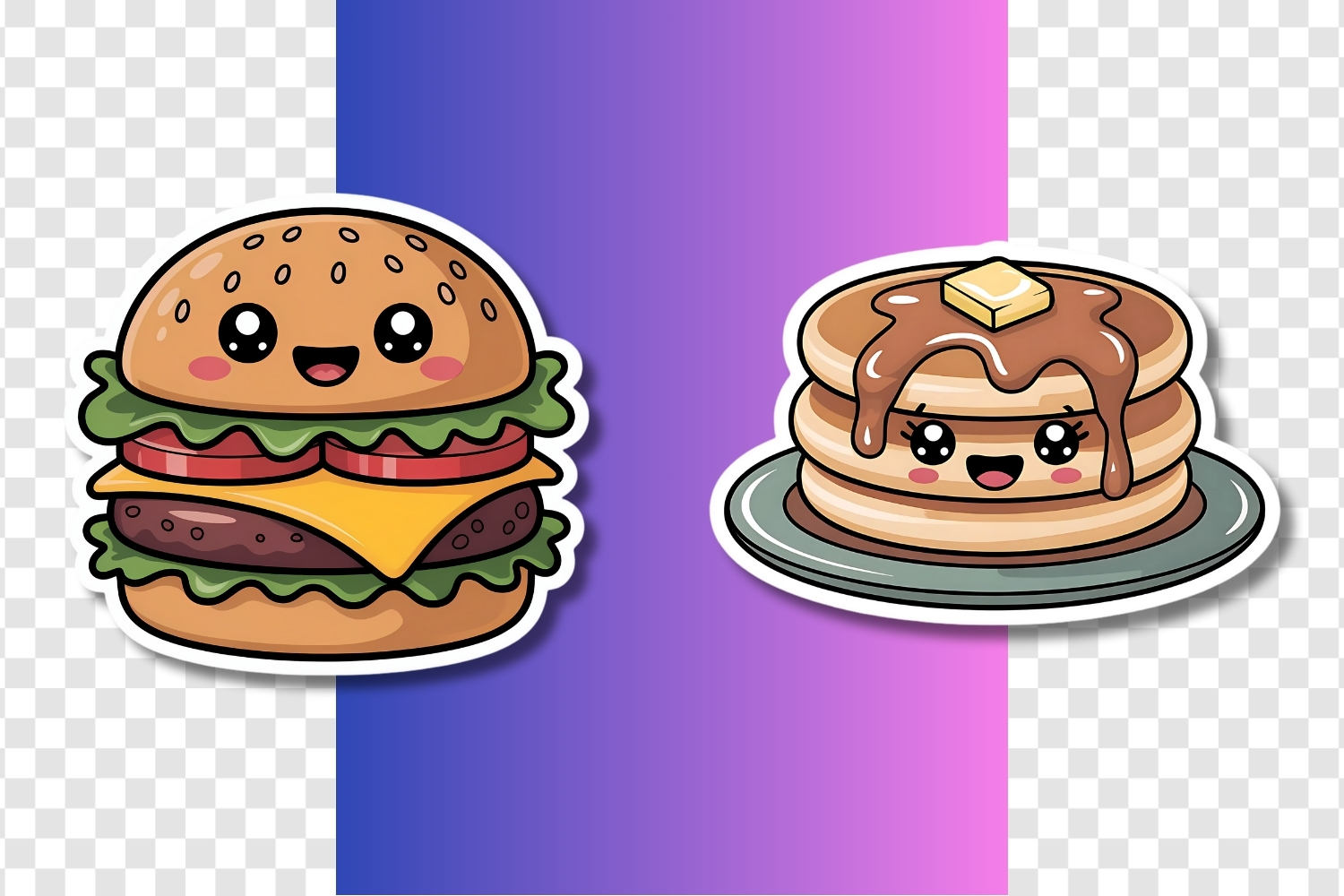 Printable Kawaii Cute Food Stickers Bundle PNG JPG PDF 2