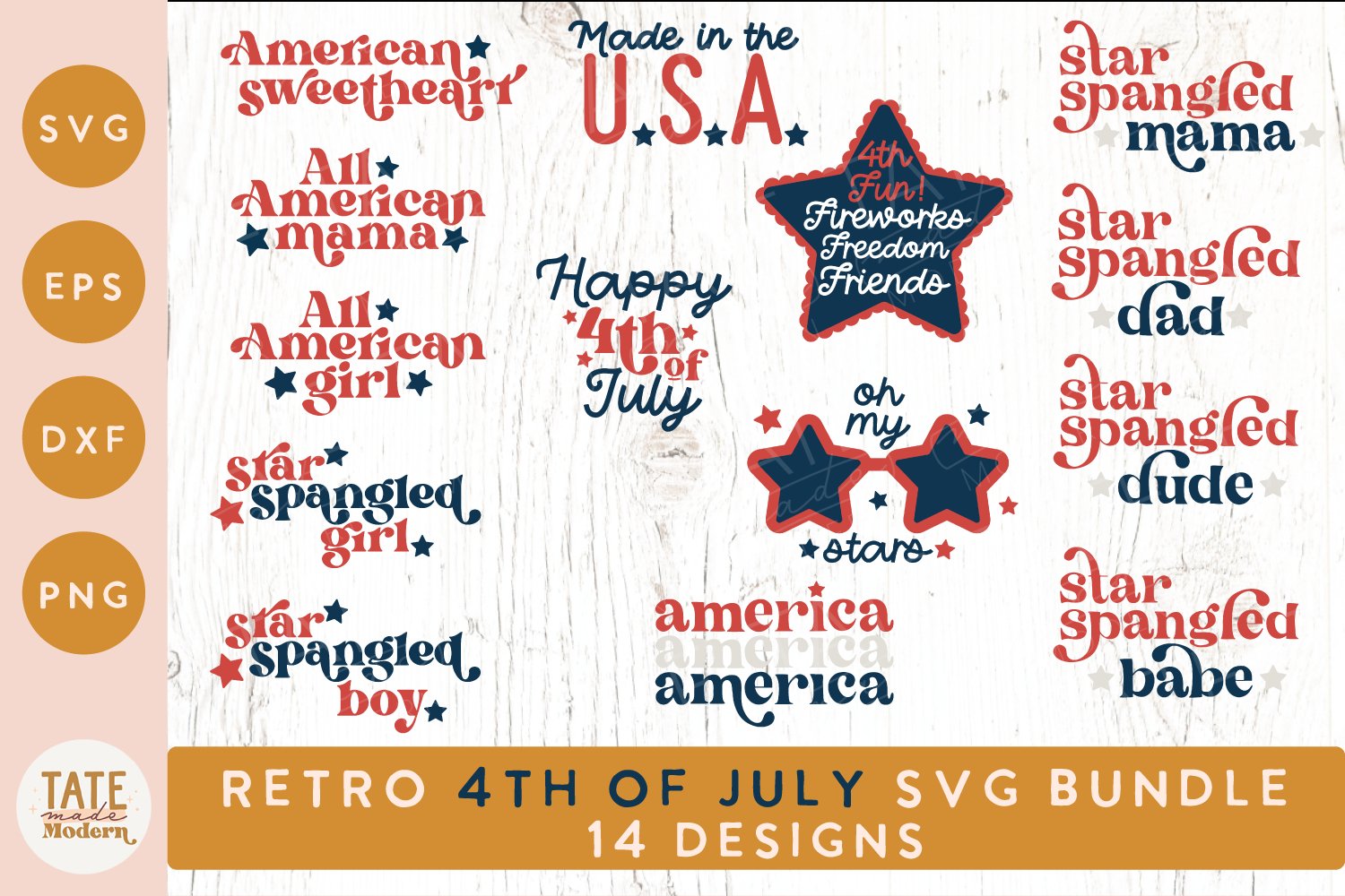 Retro 4th of July SVG cut file 14 design bundle - shirt svg