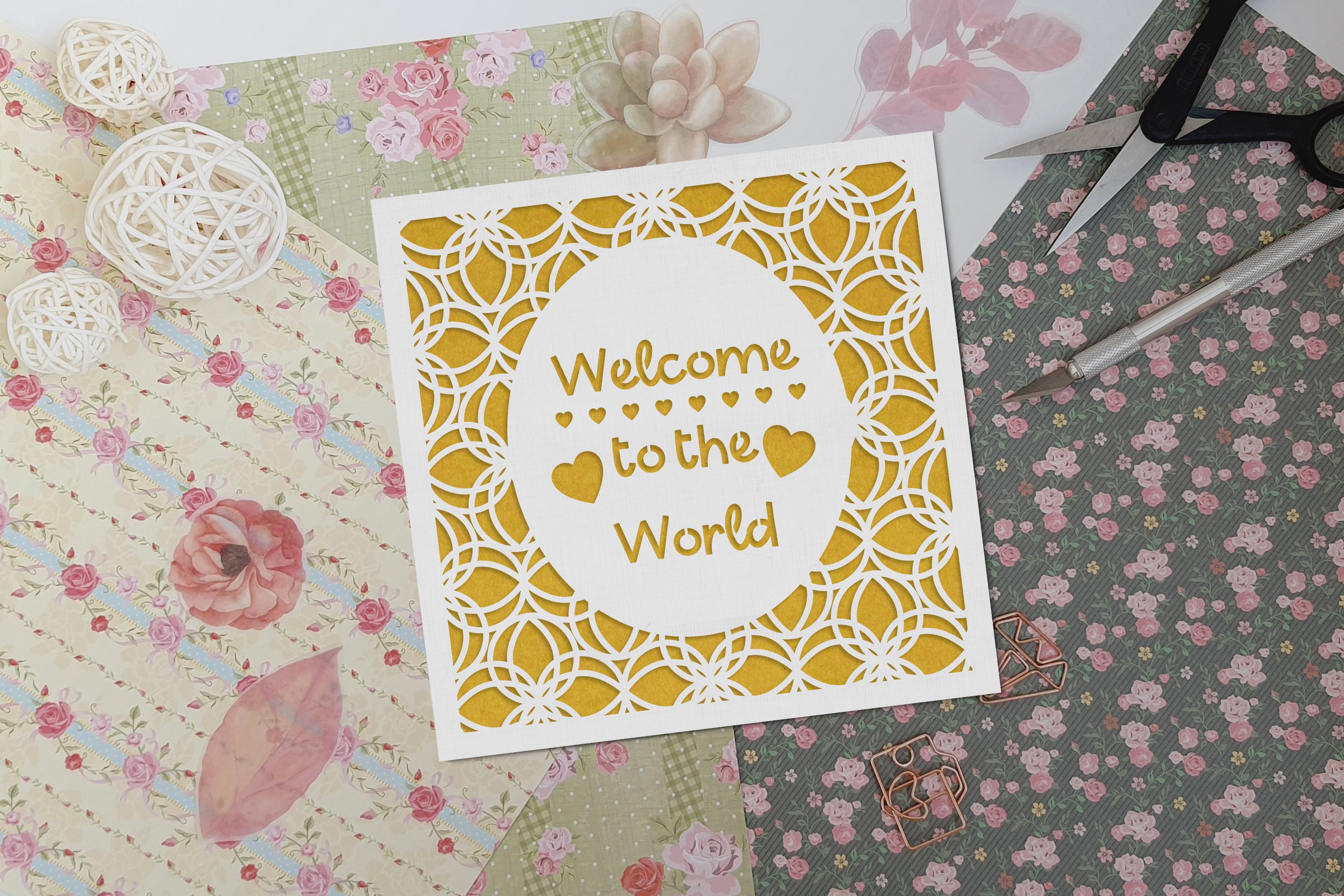 SVG 6 Newborn Cards Set for Silhouette   Cricut 2