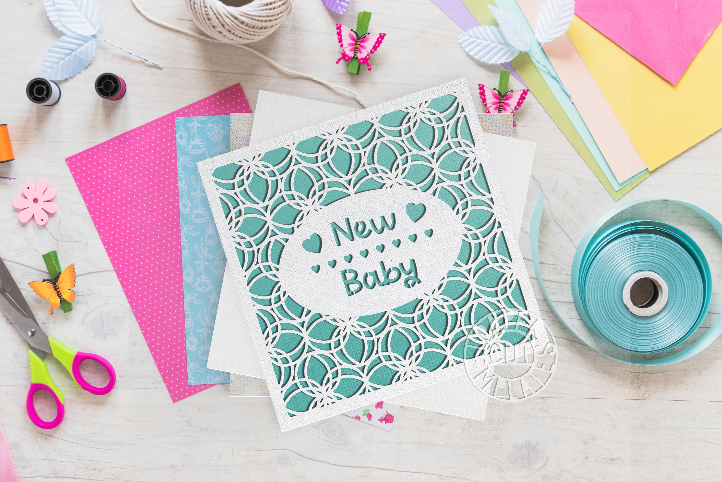 SVG 6 Newborn Cards Set for Silhouette   Cricut 3