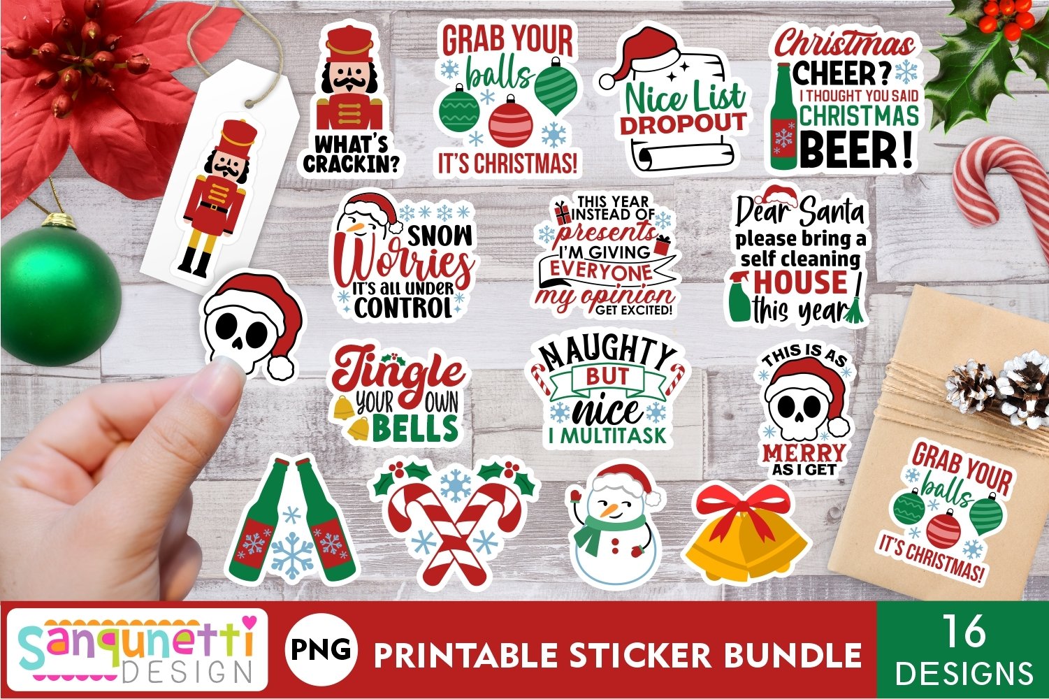 Funny Christmas Stickers | Christmas sticker bundle