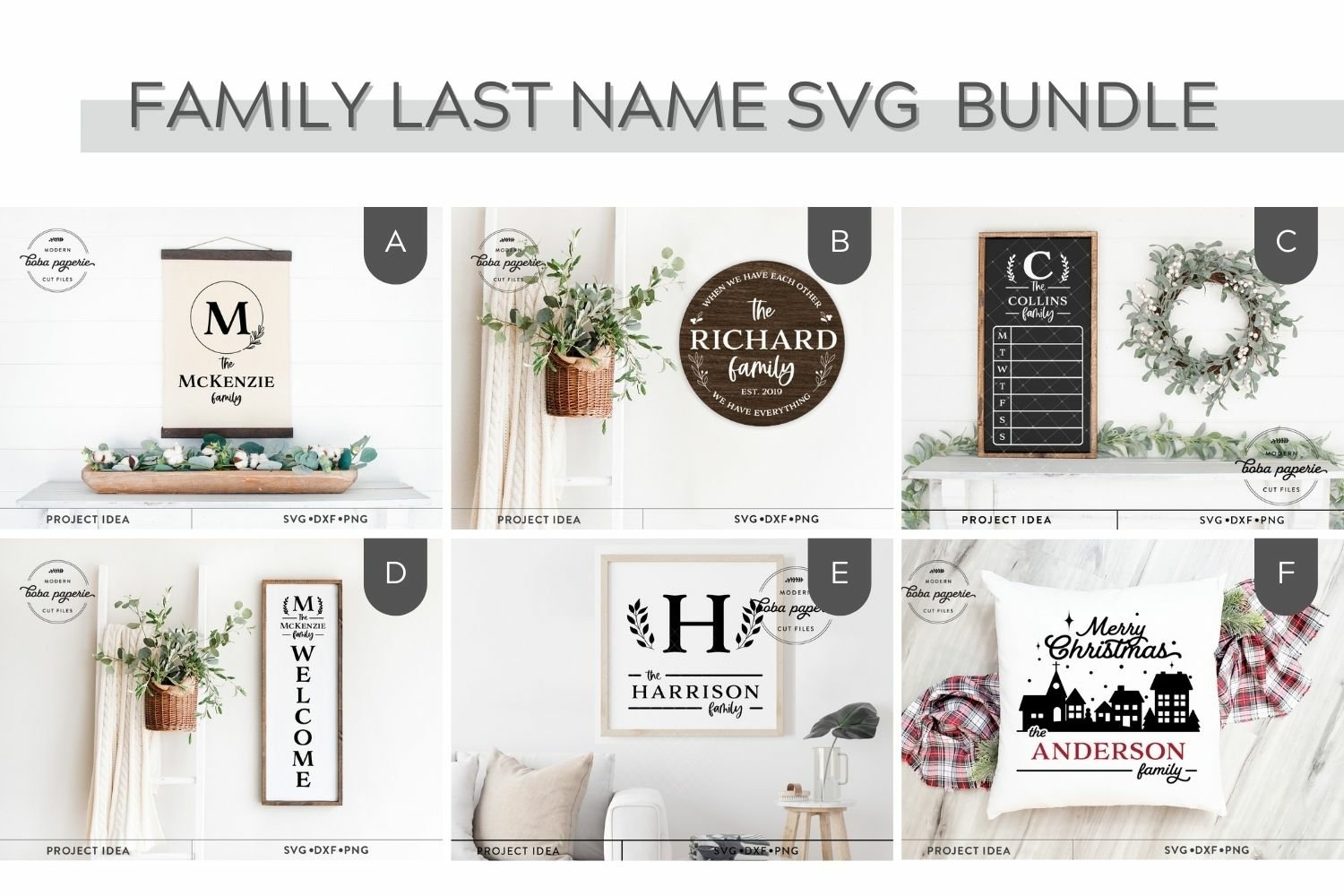 Family Last Name Svg Bundle, farmhouse family sign bundle