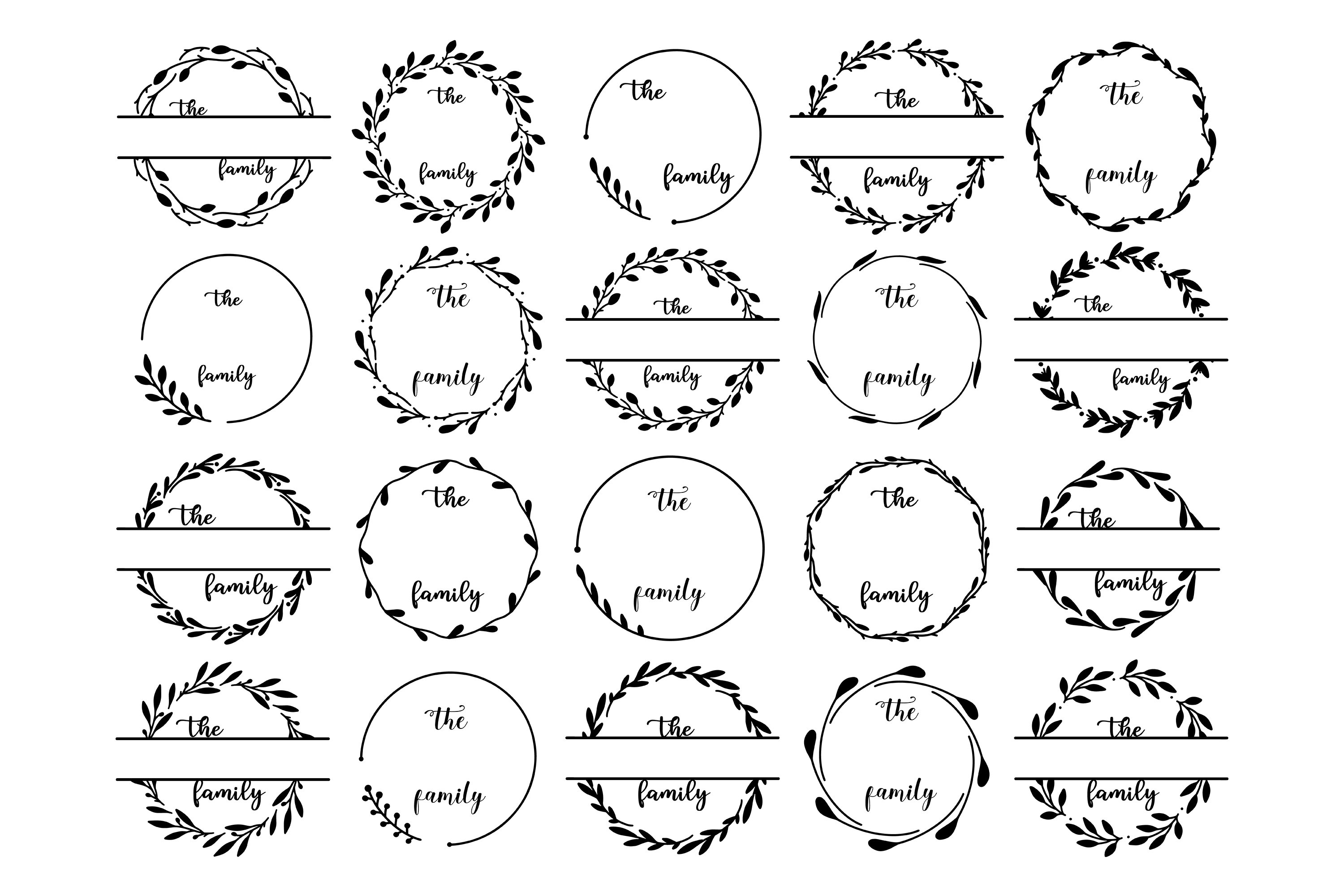 Family monogram bundle. Round signs collection 2
