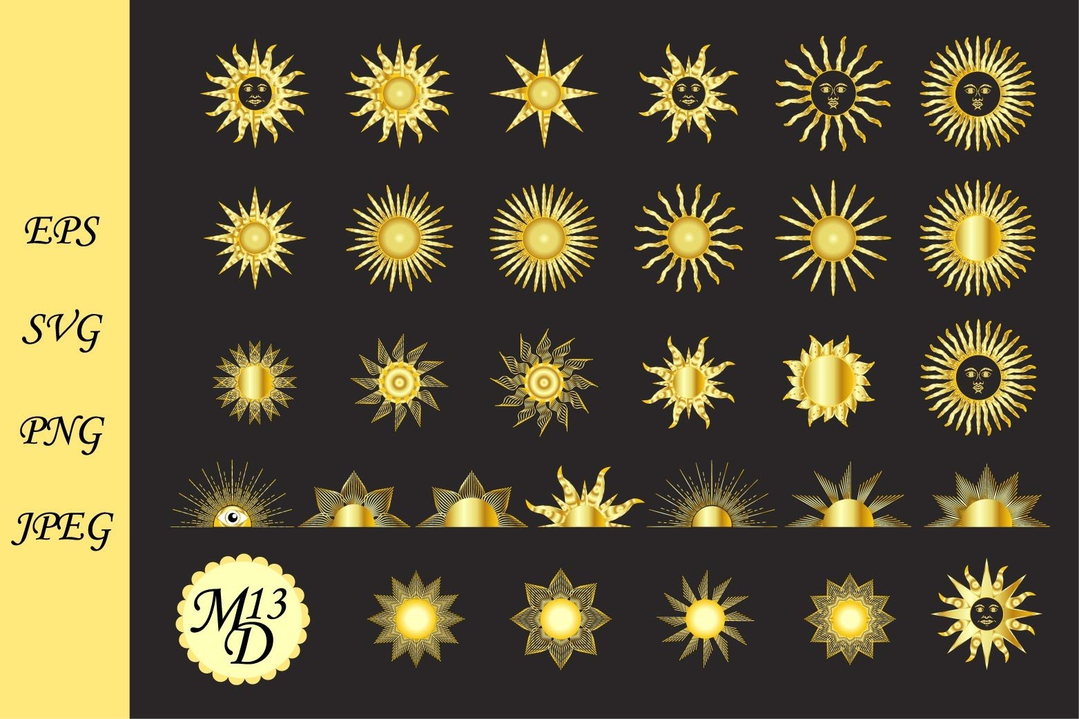 MEGA Magic sun, moon, witch symbols bundle 2