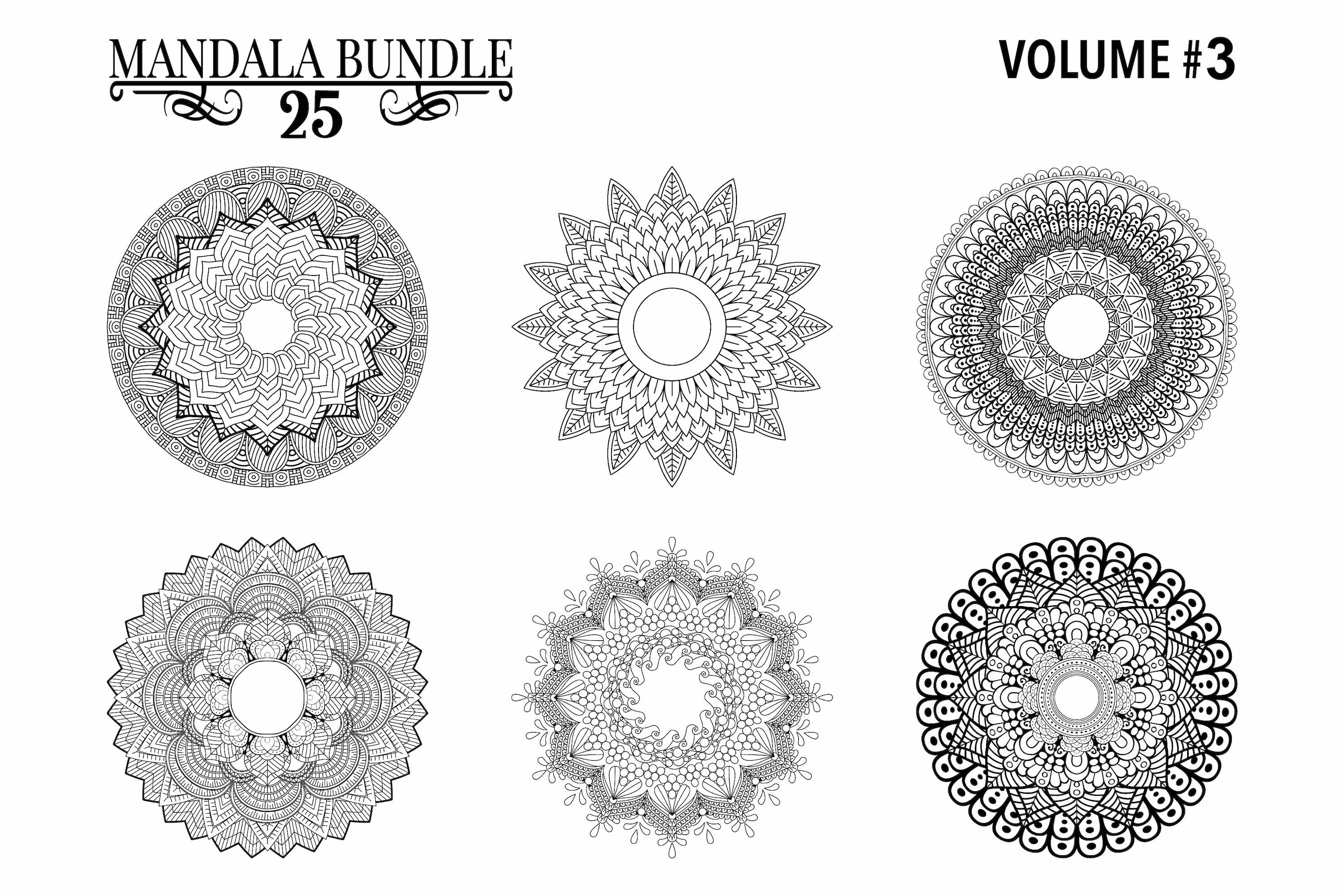 Mandala Bundle 25 Ornaments KDP Interior Coloring #Volume3 2