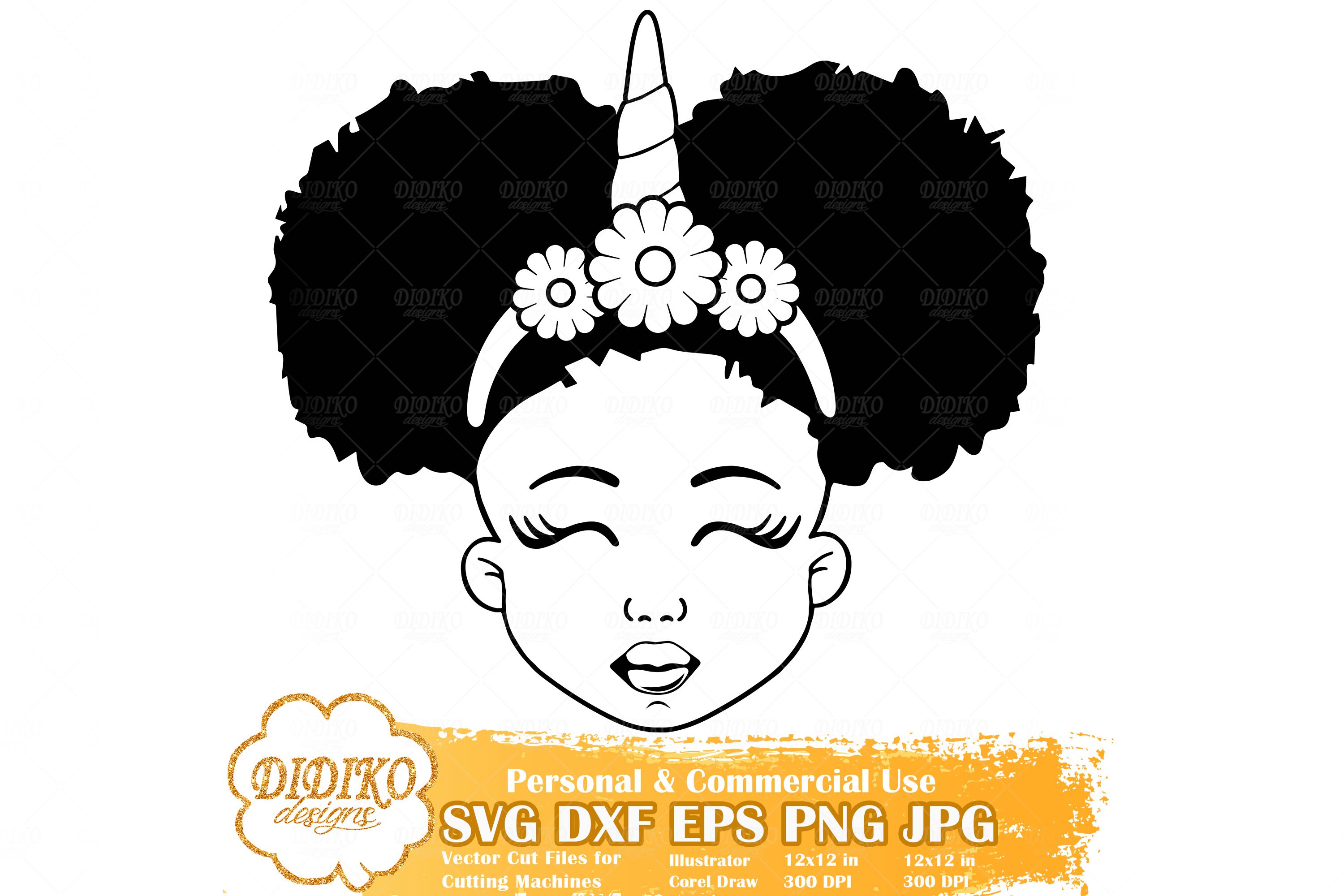 Black Girl Bundle SVG | Afro Girl Unicorn | Silhouette File 2
