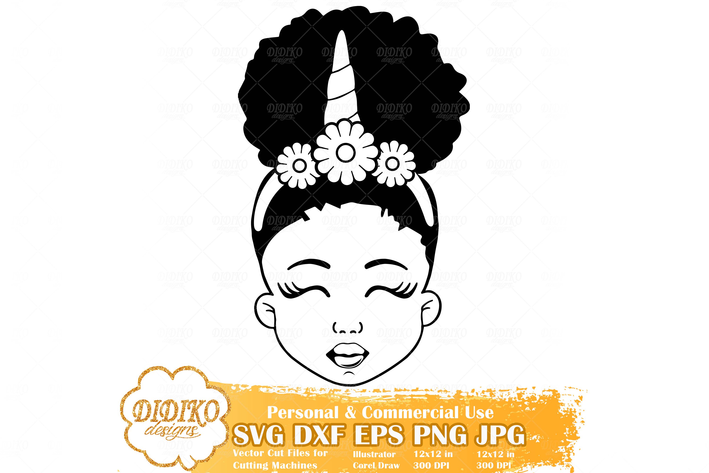 Black Girl Bundle SVG | Afro Girl Unicorn | Silhouette File 3