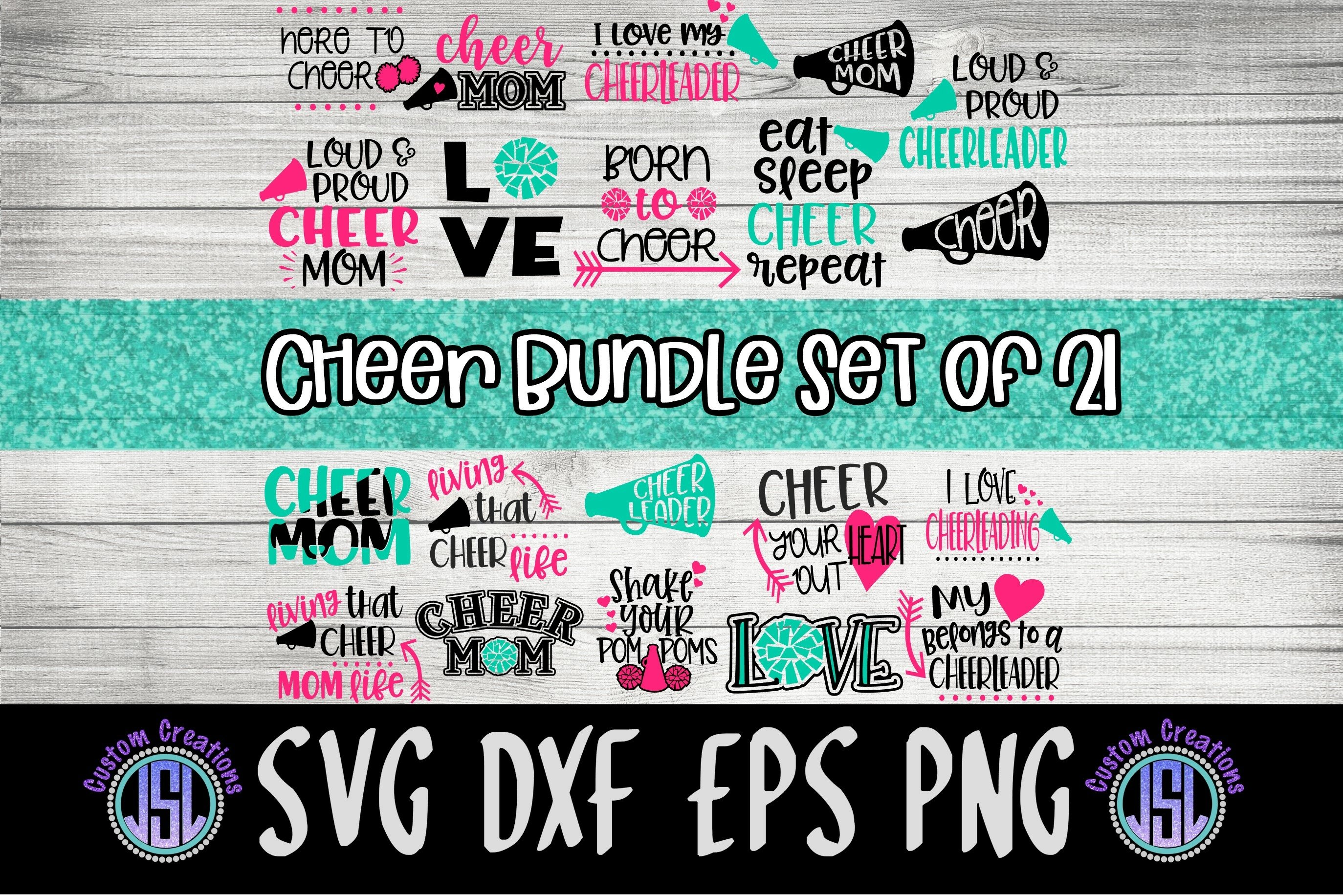 Extra Large Cheer Bundle | Set of 21| SVG DXF EPS PNG