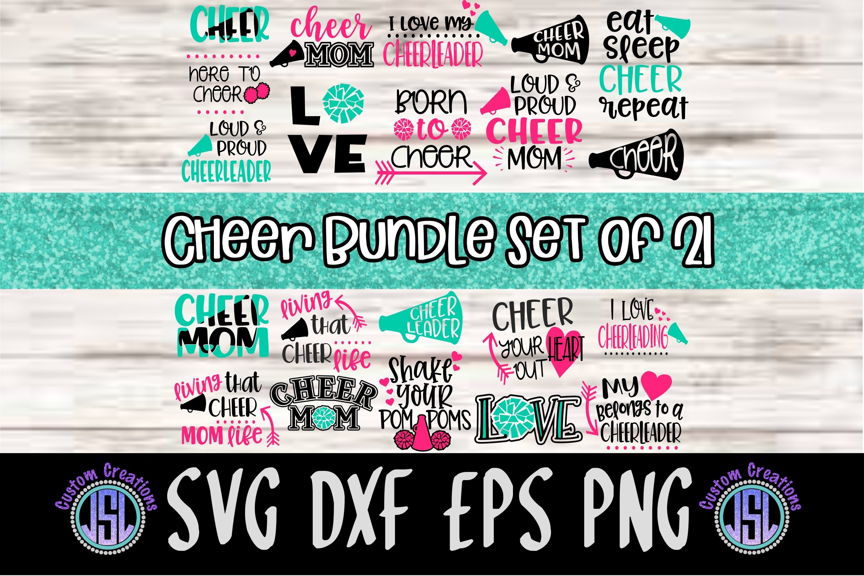 Extra Large Cheer Bundle | Set of 21| SVG DXF EPS PNG 2