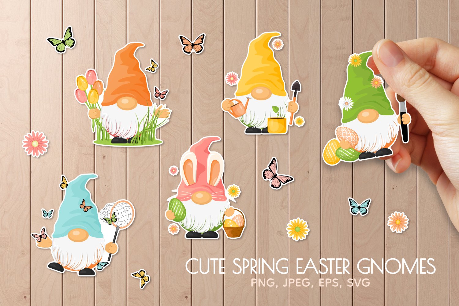 Cute Spring Easter Gnomes SVG, PNG