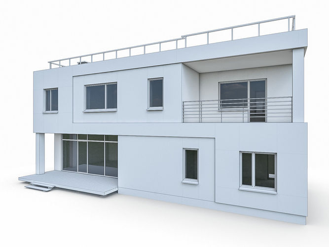 Modern Cottage Houses- 6 Pack Low-poly 3D model 2