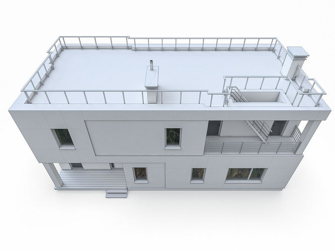Modern Cottage Houses- 6 Pack Low-poly 3D model 3