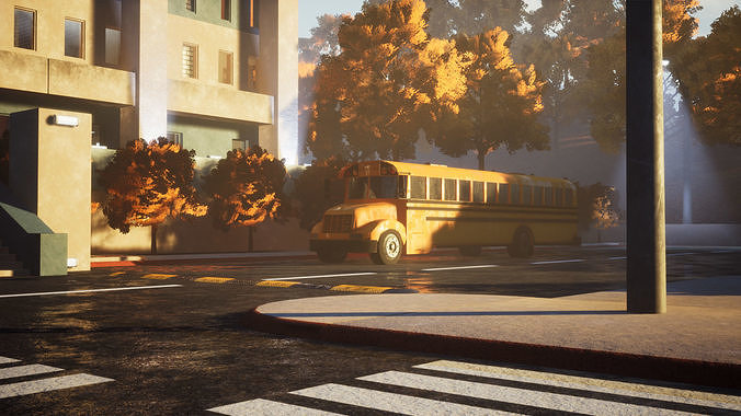 High School modular kit -Unreal Engine- and -FBX-  Low-poly 3D model 3