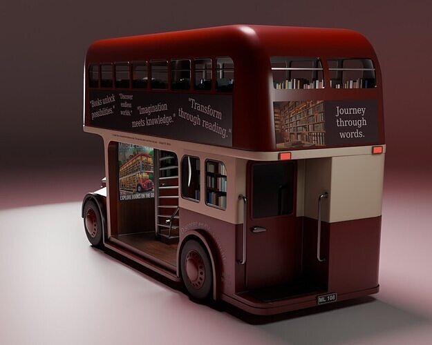 The Bookliner Rolling Library Express Mobile Library Low-poly 3D model 3
