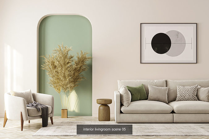 5 Interior living room scene collection Vol 2 3D Model Pack 3