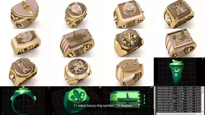 11 mens luxury ring symbol 3D Model Pack