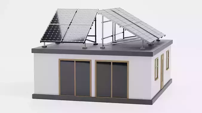 Solar House V4 -  Modern Eco Bungalow with Photovoltaic Panels 3D model 3
