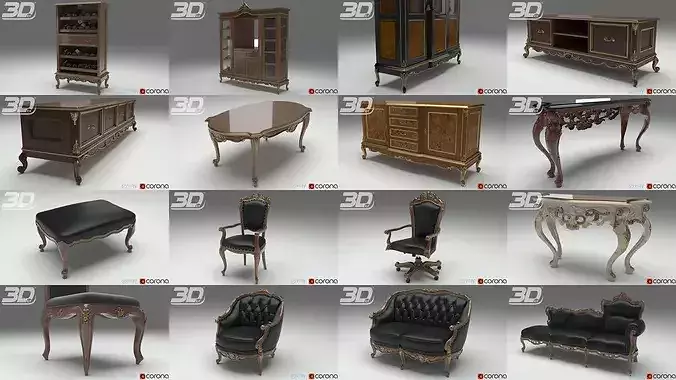 The whole SHABANG Furniture Collection - volume 1 3D Model Pack