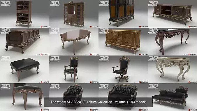 The whole SHABANG Furniture Collection - volume 1 3D Model Pack 2