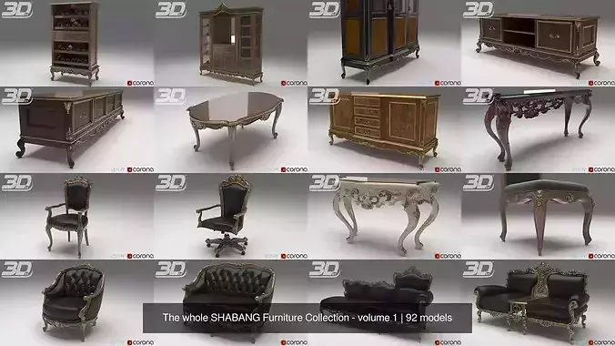 The whole SHABANG Furniture Collection - volume 1 3D Model Pack 3