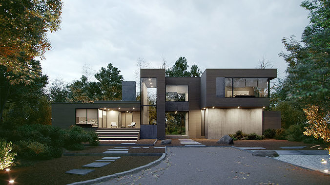 Corona - C4D scene files - KETTLE HOLE HOUSE 3D model 3