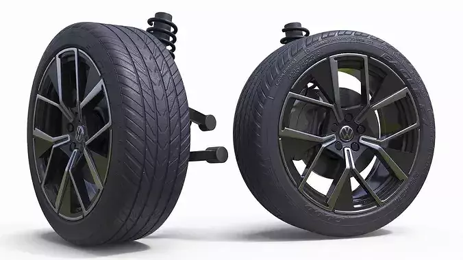 Volkswagen Car Wheel with Suspension 3D model