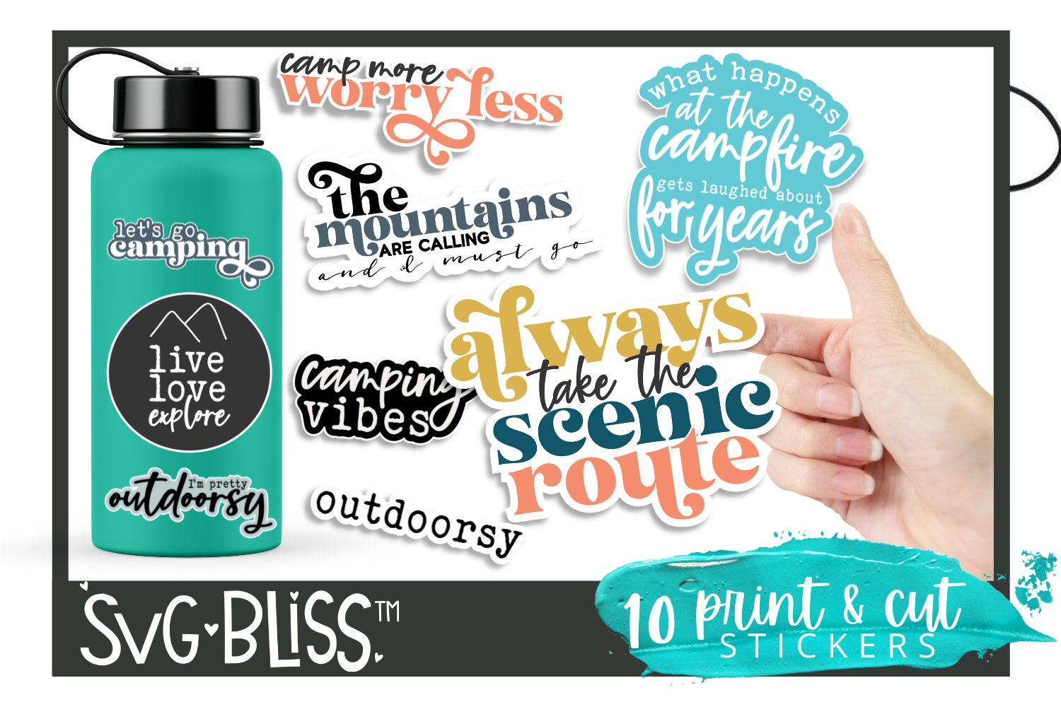 Camping Adventure PNG Print and Cut Sticker Bundle