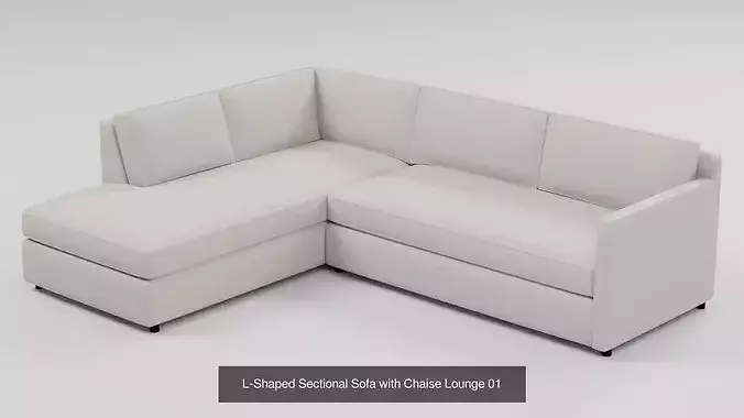 L-Shaped Sectional Sofa with Chaise Lounge - 6-Color Variants 3D Model Pack 2